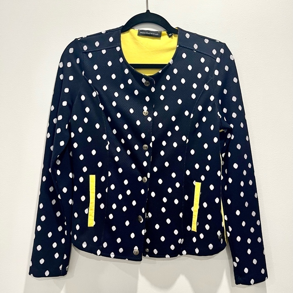 Vintage Polka Dot Black White Snap Button Long Sleeve Sweater Jacket Cardigan  6